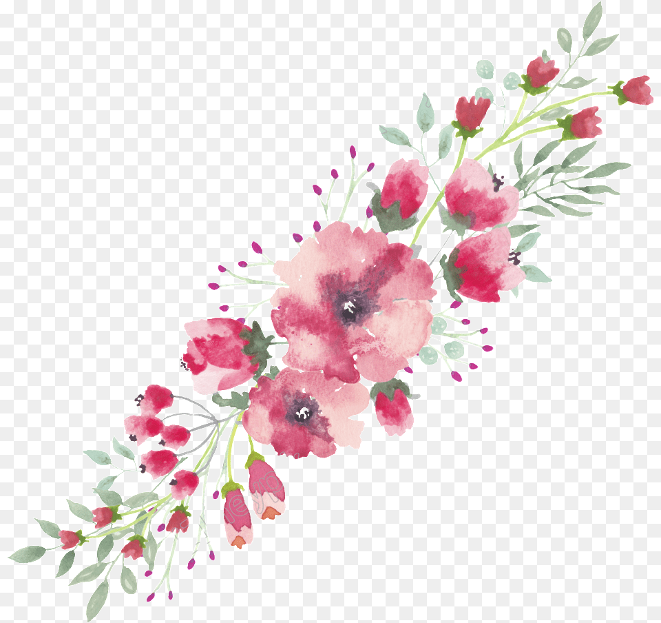 Watercolor Flower Lace Border Pink Flowers Transparent, Art, Floral Design, Graphics, Pattern Png