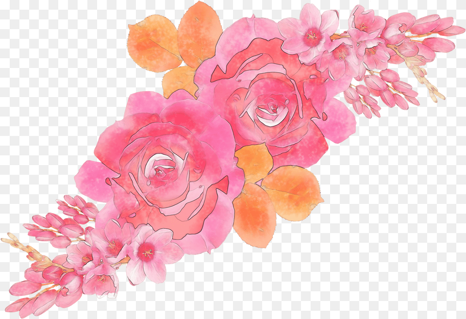 Watercolor Flower Pattern Garden Roses Png