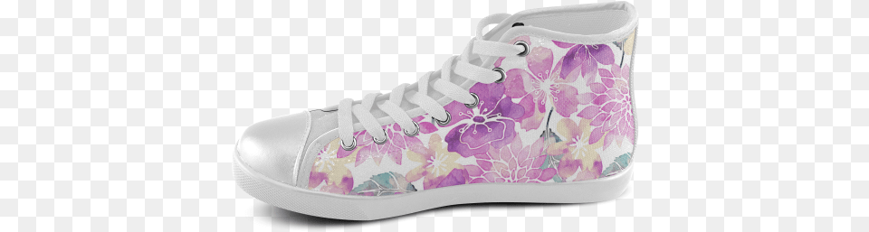 Watercolor Flower Pattern Men39s High Top Canvas Shoes Shoe, Clothing, Footwear, Sneaker Png