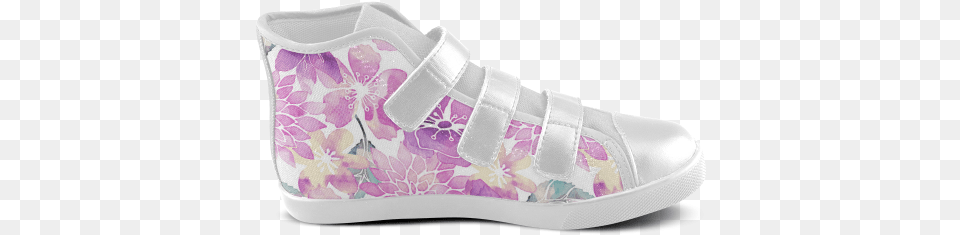 Watercolor Flower Pattern Velcro High Top Canvas Kid39s Plaid, Clothing, Footwear, Shoe, Sneaker Png Image