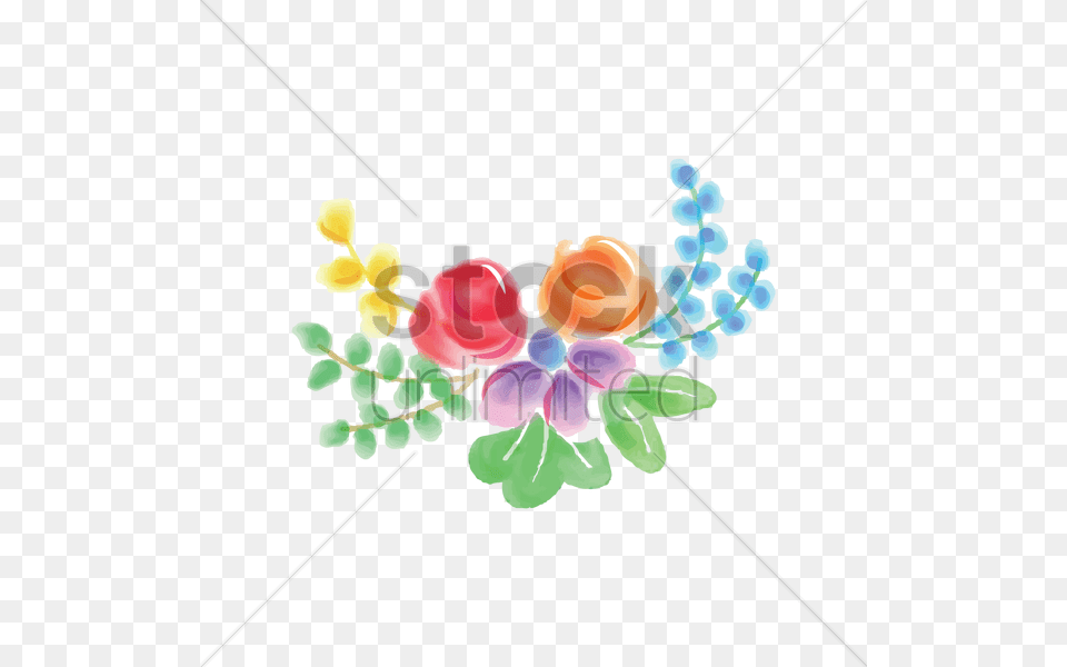 Watercolor Flower With Leaves Vector, Accessories, Art, Floral Design, Graphics Png Image