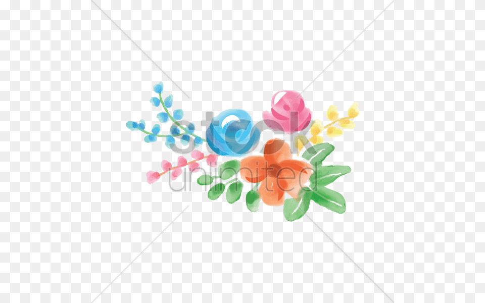 Watercolor Flower With Leaves Vector Image, Graphics, Art, Pattern, Floral Design Free Png Download