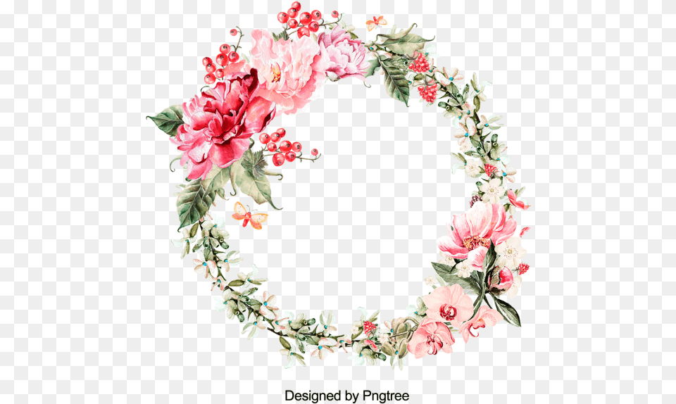 Watercolor Flower Wreath Watercolor Wreath Flower, Plant, Flower Arrangement, Art, Floral Design Free Png