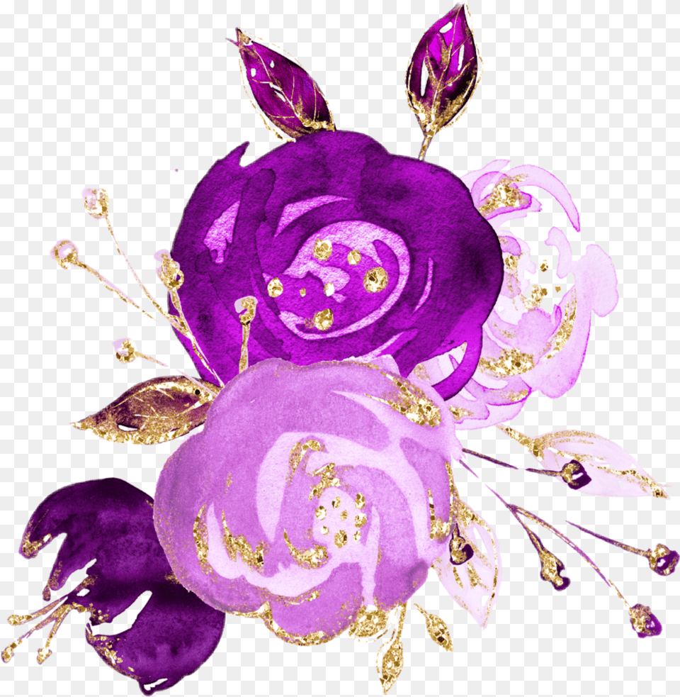 Watercolor Flowers Bouquet Bunch Purple Plum Plum Watercolor Flowers, Accessories, Plant, Jewelry, Pattern Png