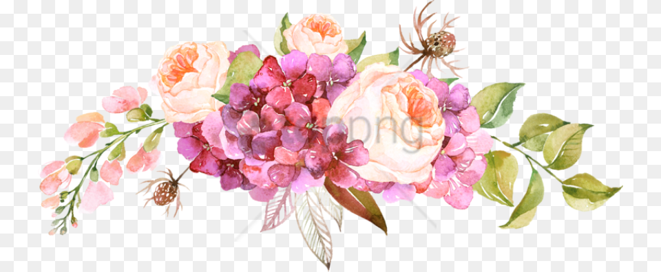 Watercolor Flowers Burgundy Image With Watercolor Flowers With Background, Graphics, Pattern, Plant, Flower Bouquet Free Transparent Png
