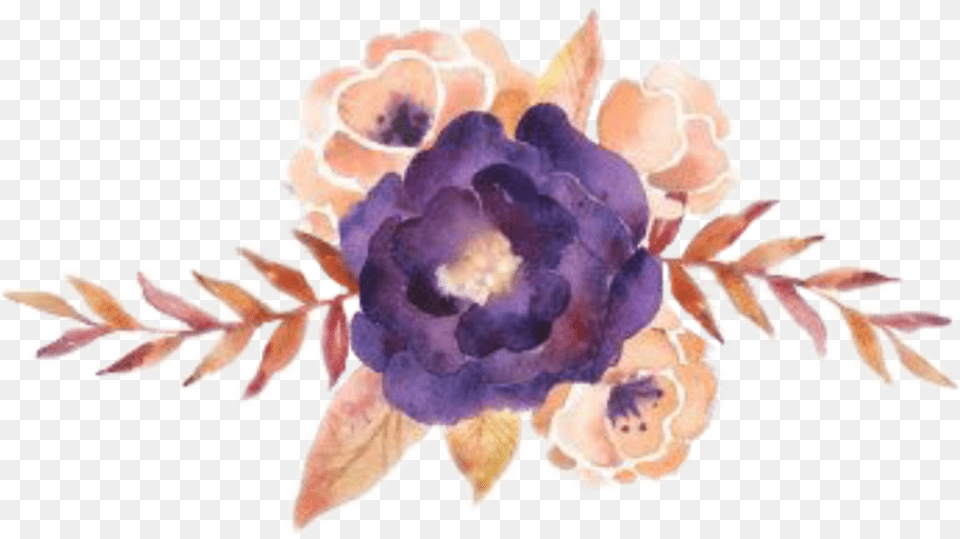 Watercolor Flowers Clipart Purple Gold Pretty Watercolor Flower Clipart Purple, Art, Floral Design, Graphics, Pattern Free Png Download