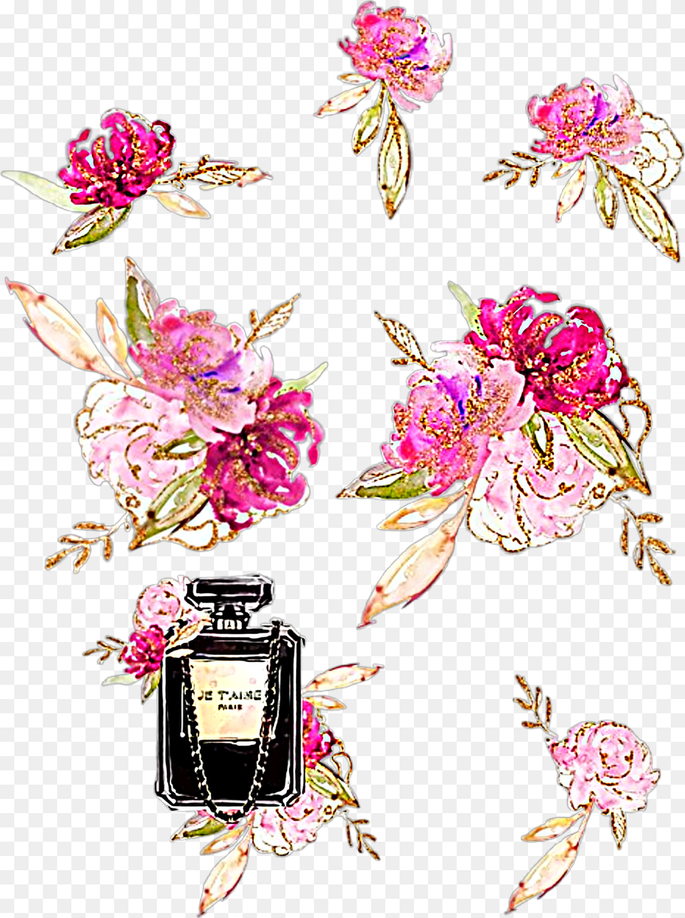 Watercolor Flowers Floral Bouquet Roses Lillies Watercolor Flowers Pink And Glitter, Art, Floral Design, Flower, Graphics Free Png