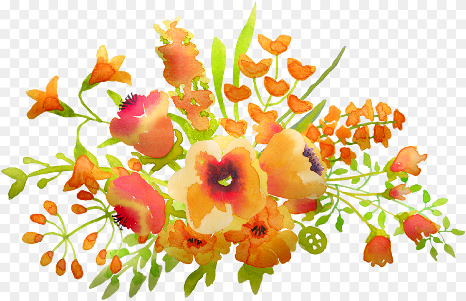 Watercolor Flowers Floral Spring Flower Transparent Background, Flower Arrangement, Graphics, Flower Bouquet, Floral Design Png Image