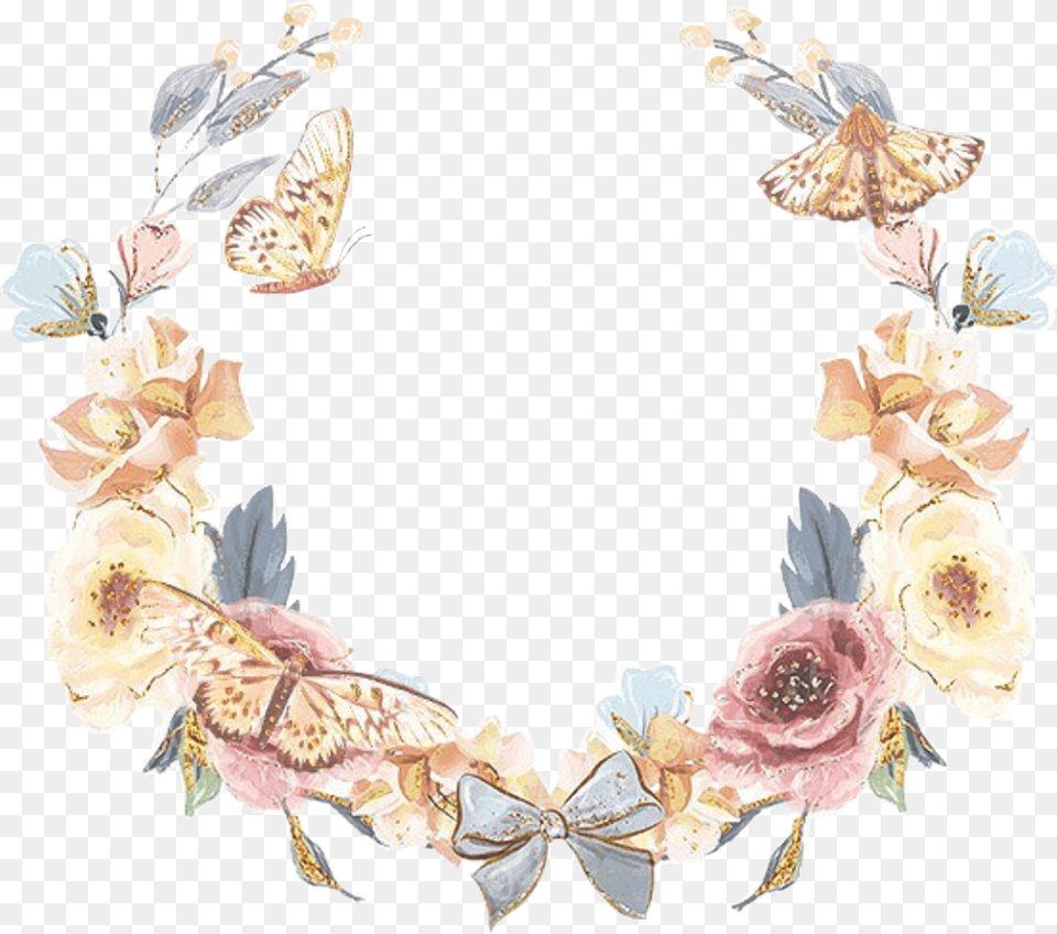 Watercolor Flowers Floral Wreath Laurel Pastel Garden Roses, Accessories, Jewelry, Flower, Plant Png