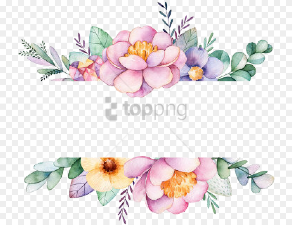 Watercolor Flowers Frame With Frame Flower Border, Accessories, Art, Floral Design, Graphics Png Image