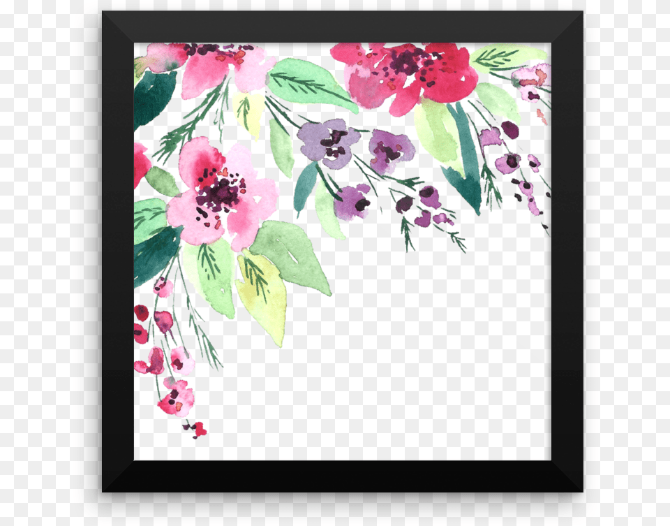 Watercolor Flowers Framed Poster Watercolor Painting, Art, Floral Design, Graphics, Pattern Png Image
