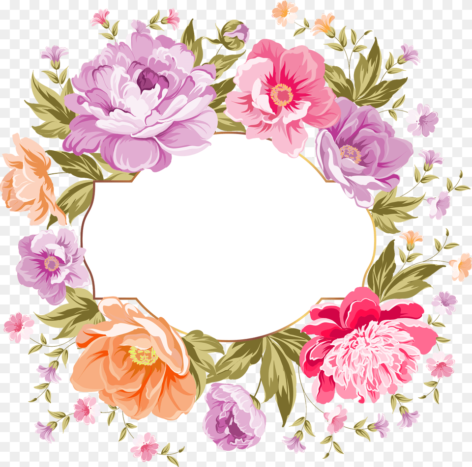 Watercolor Flowers Frames Background, Art, Dahlia, Floral Design, Flower Free Png