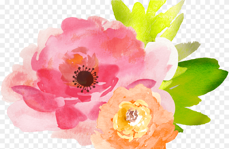 Watercolor Flowers In Woods Flowers Watercolour Clipart, Anemone, Flower, Petal, Plant Png