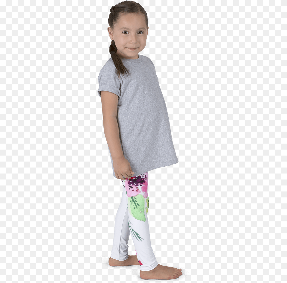 Watercolor Flowers Kid39s Leggings Leggings Kids Mockup, Child, Female, Girl, Person Free Png Download