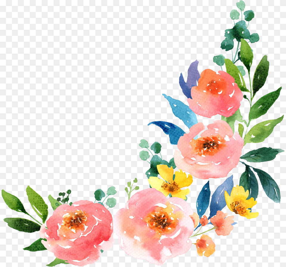 Watercolor Flowers Paper Painting Watercolour Water Paint Flowers, Scissors, Blade, Shears, Weapon Free Png Download