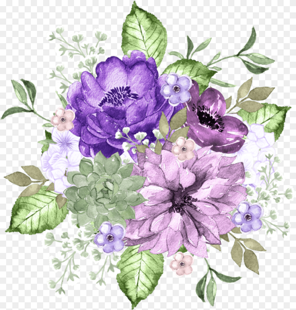 Watercolor Flowers Purple Blue Lavender Bunch Bundles Of Flowers, Art, Floral Design, Flower, Flower Arrangement Free Png