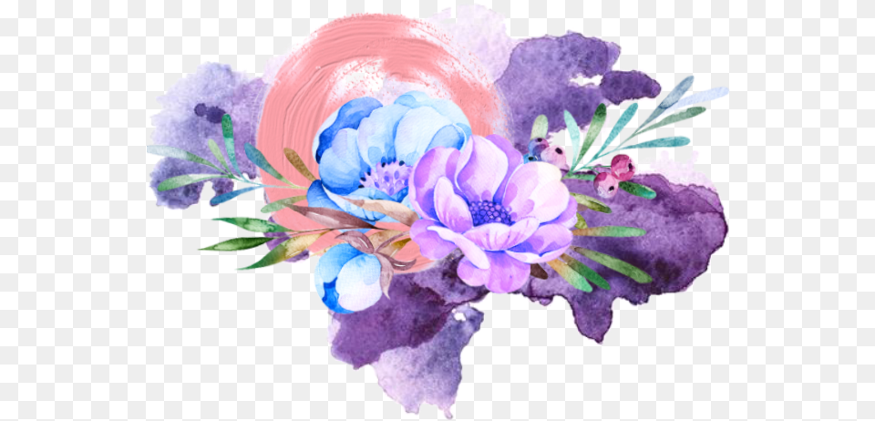 Watercolor Flowers Purple Pink Bluelight Aesthetic Stic Purple Flower Aesthetic, Anemone, Art, Floral Design, Graphics Free Png