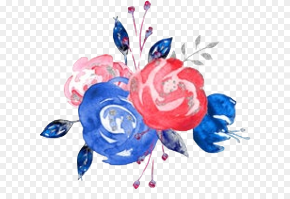 Watercolor Flowers Redwhiteampblue Fourth Independanceday Garden Roses, Art, Pattern, Floral Design, Graphics Png Image