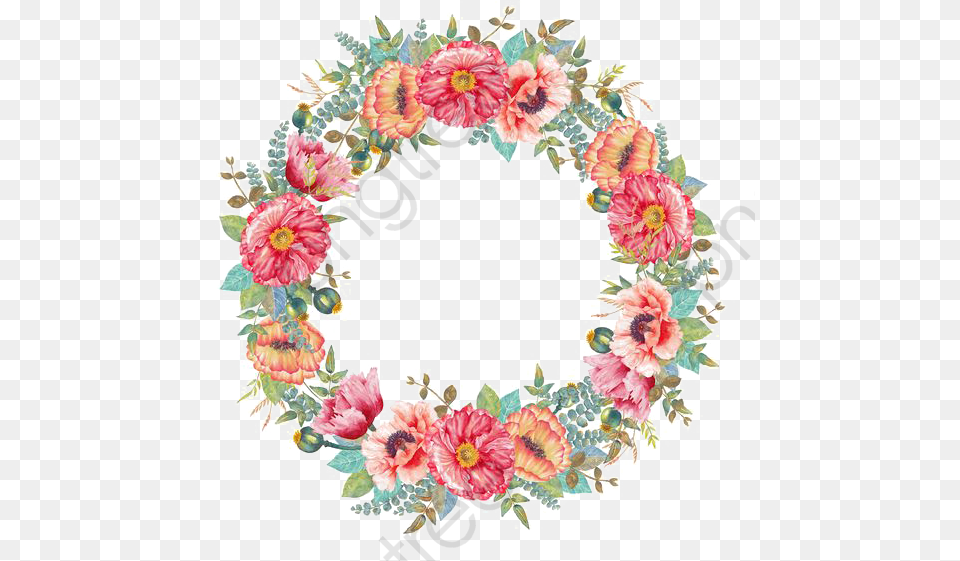 Watercolor Flowers Round Borders Of Creative Border Flower Wreath Transparent, Art, Floral Design, Graphics, Pattern Free Png