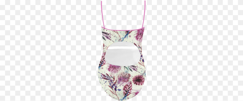 Watercolor Flowers Strap Swimsuit Day Dress, Accessories, Bag, Handbag Free Png