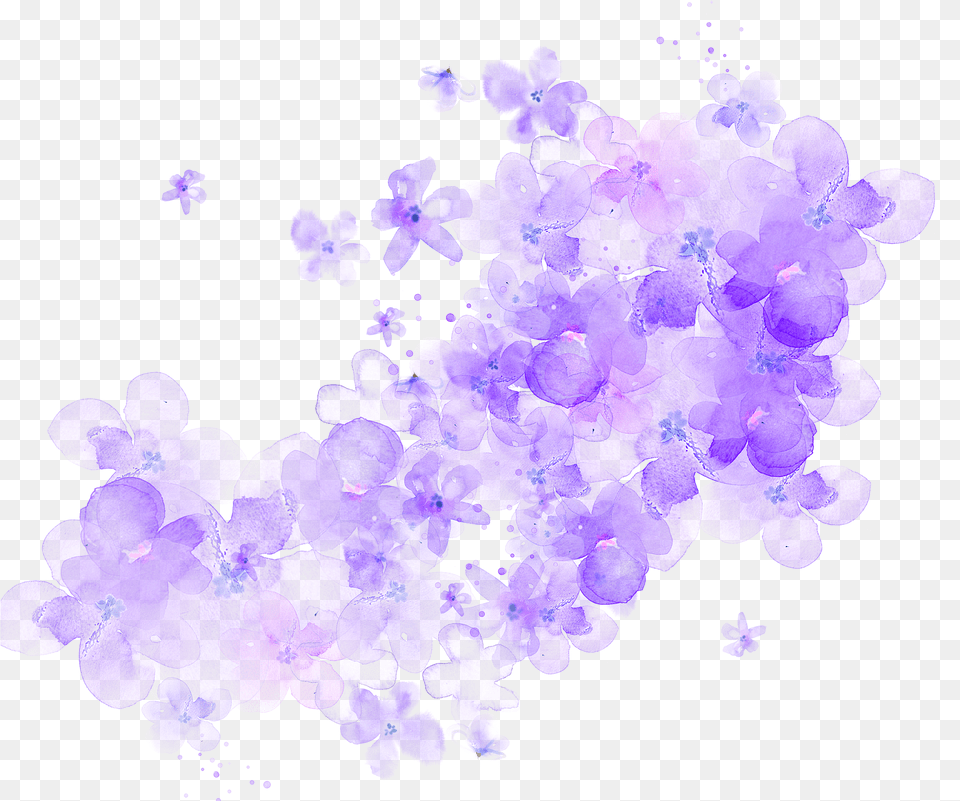 Watercolor Flowers Transparent Transparent Purple Flower, Geranium, Plant, Crystal, Mineral Png Image