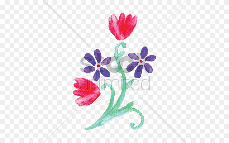Watercolor Flowers Vector Image, Anther, Art, Floral Design, Flower Free Png Download