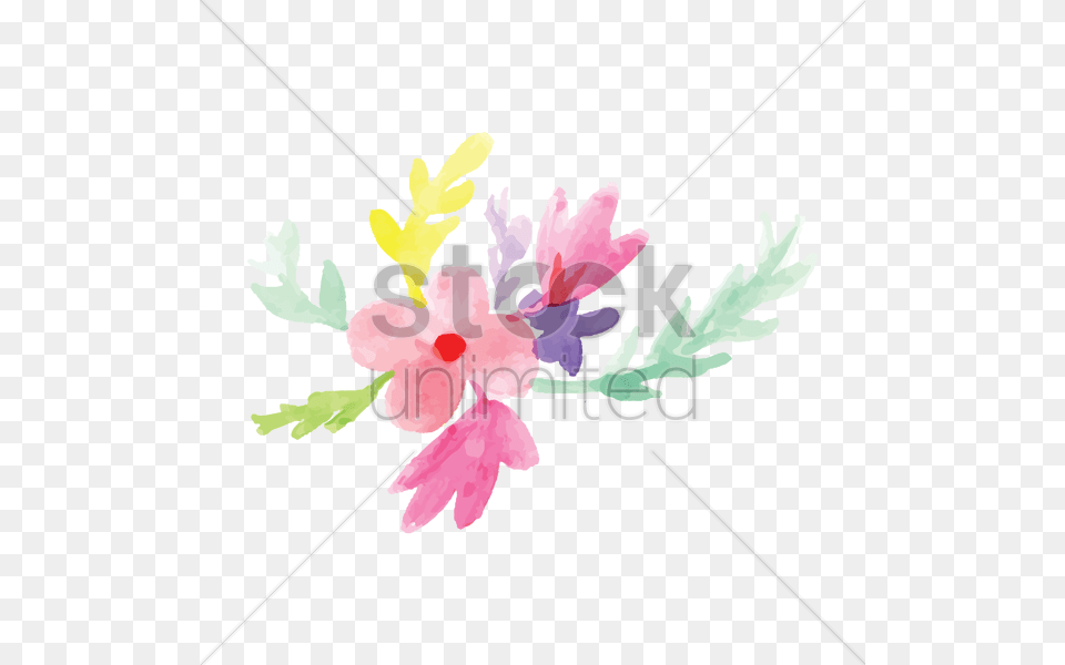 Watercolor Flowers With Leaves Vector Image, Flower, Plant, Art, Floral Design Free Png Download