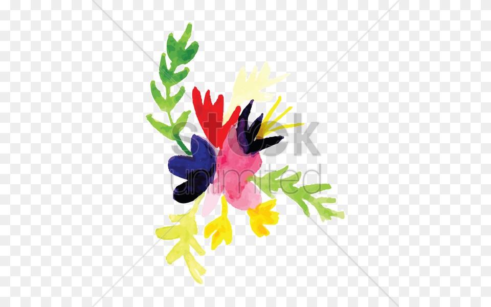 Watercolor Flowers With Leaves Vector Image, Art, Floral Design, Graphics, Pattern Free Transparent Png