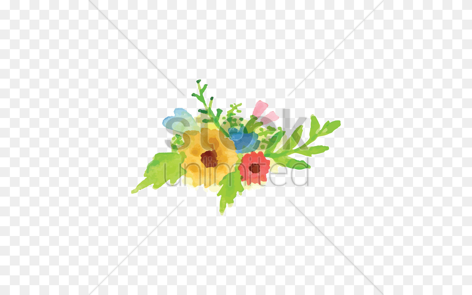 Watercolor Flowers With Leaves Vector Image, Art, Floral Design, Pattern, Graphics Free Png Download