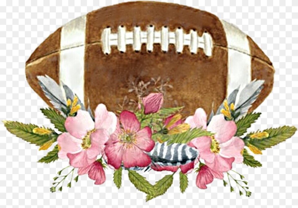 Watercolor Football Floral Flowers Decorative Watercolor Football American, Glove, Clothing, Plant, Flower Png Image