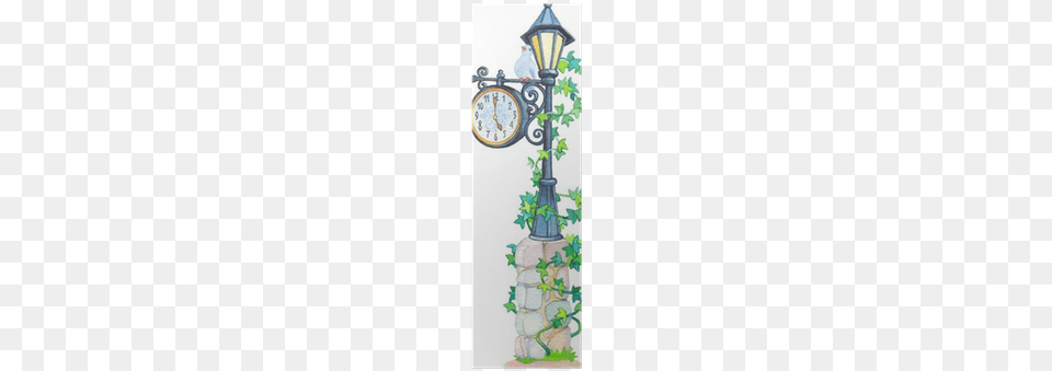 Watercolor Forged Lantern With A Pointer And Mechanical Watercolor Painting, Lamp Post, Architecture, Building, Clock Tower Free Png Download