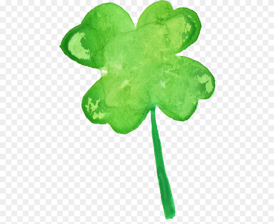Watercolor Four Leaf Clover, Green, Plant, Food, Sweets Png