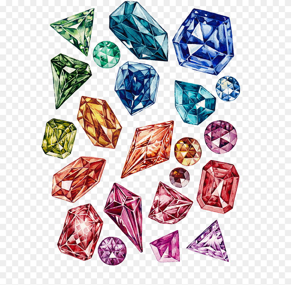 Watercolor Gems Crystal, Accessories, Diamond, Gemstone, Jewelry Free Png Download