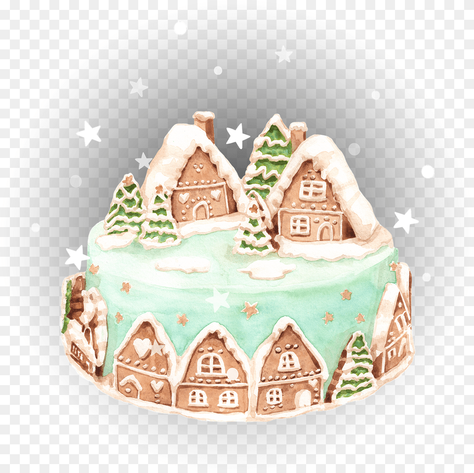 Watercolor Gingerbread House, Birthday Cake, Cake, Cookie, Cream Free Png