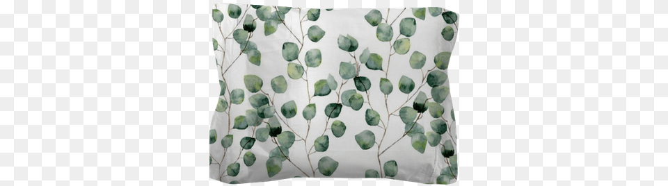 Watercolor Green Floral Seamless Pattern With Eucalyptus Eucalyptus Background, Cushion, Home Decor, Plant, Leaf Free Png Download