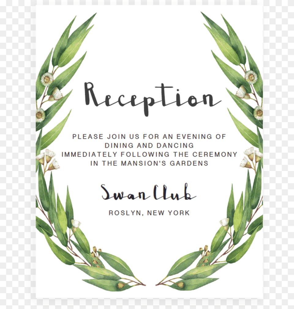 Watercolor Greenery Wedding Reception Invitation Template Illustration, Advertisement, Grass, Herbal, Herbs Png