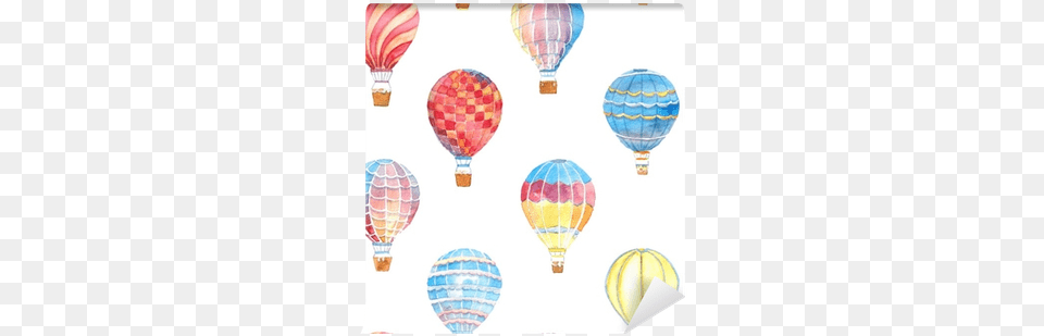 Watercolor Hand Drawn Illustration Seamless Pattern Watercolor Painting, Aircraft, Hot Air Balloon, Transportation, Vehicle Free Png