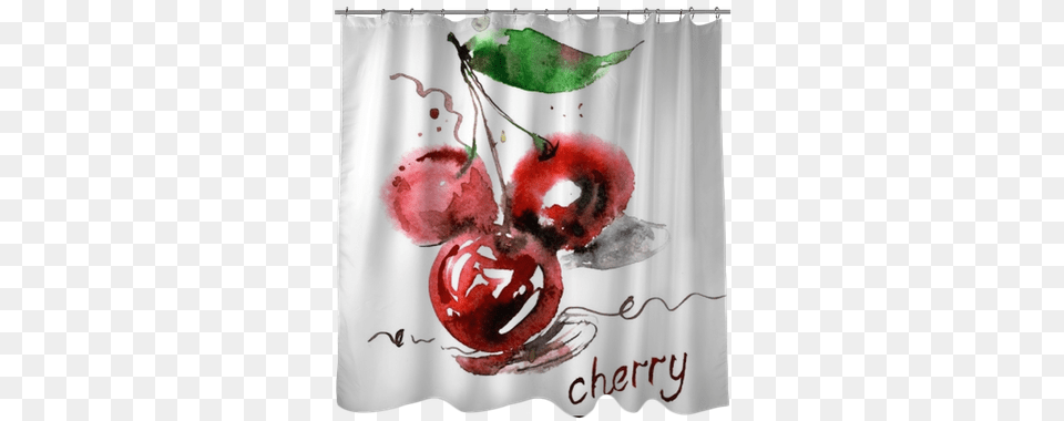Watercolor Hand Painted Cherry Berries On White Background Watercolor Painting, Food, Fruit, Plant, Produce Free Png Download