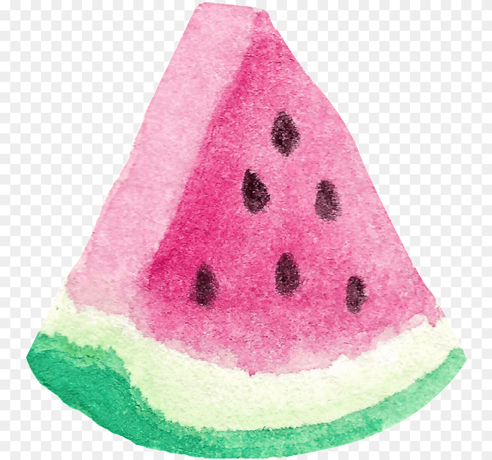 Watercolor Hand Painted Piece Of Watermelon Transparent Watermelon Watercolor, Food, Fruit, Plant, Produce Free Png Download