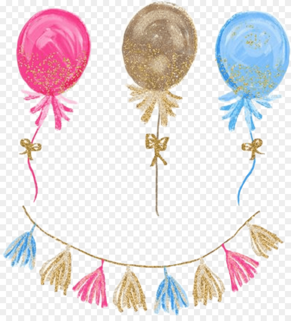 Watercolor Handpainted Balloons Tassle Banner Watercolor Balloons, Accessories, Earring, Jewelry, Balloon Free Png Download