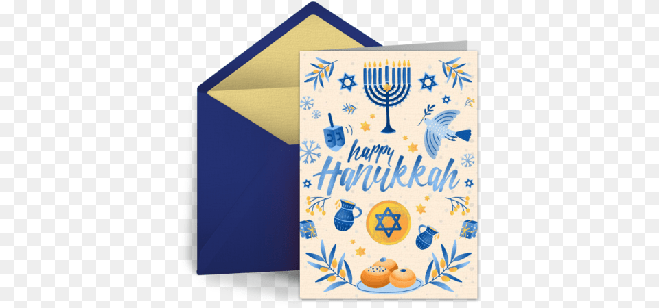 Watercolor Hanukkah Card Greetings Menorah, Envelope, Greeting Card, Mail, Festival Free Transparent Png