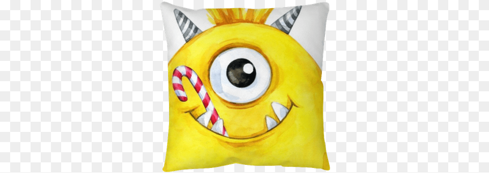 Watercolor Head Of A Monster With Sweets In The Mouth Party, Cushion, Home Decor, Pillow, Clothing Png Image