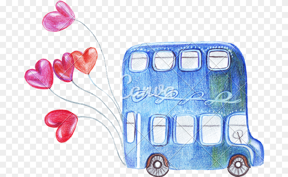 Watercolor Heart Dibujo Autobus Boda, Art, Machine, Wheel, Flower Png Image