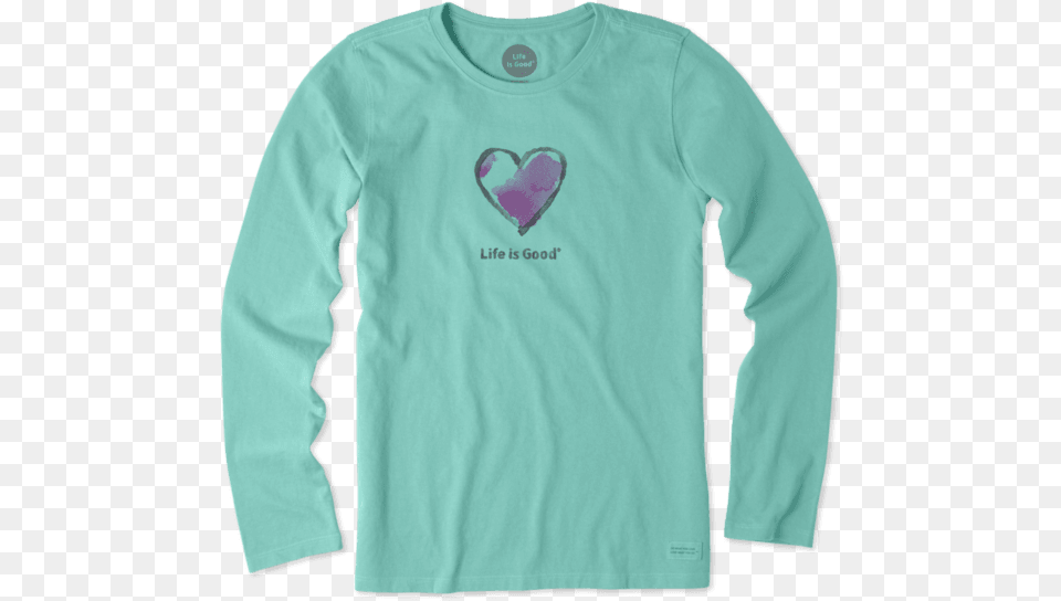 Watercolor Heart Long Sleeve Crusher Teelife Is Good, Clothing, Long Sleeve, T-shirt, Shirt Png Image
