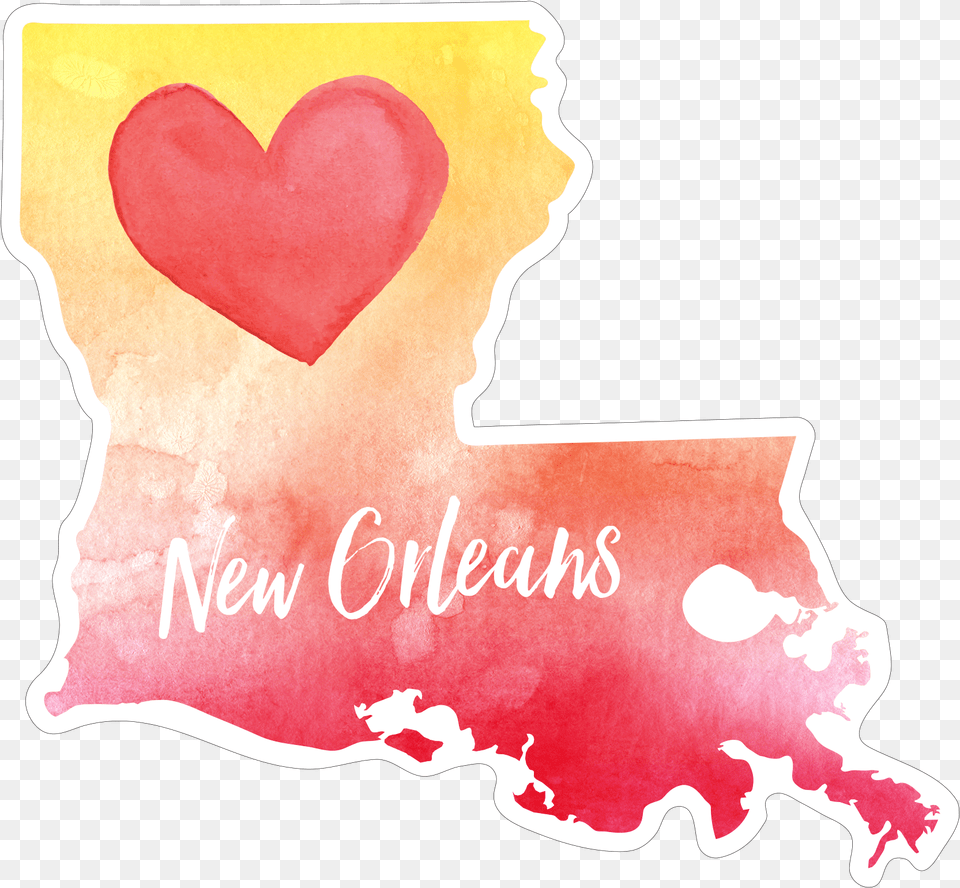 Watercolor Heart Louisiana Louisiana Map With Color Free Png