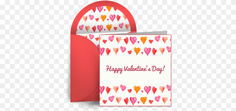 Watercolor Hearts Valentines Ecard Day Valentines Day Cards, Envelope, Greeting Card, Mail Free Transparent Png