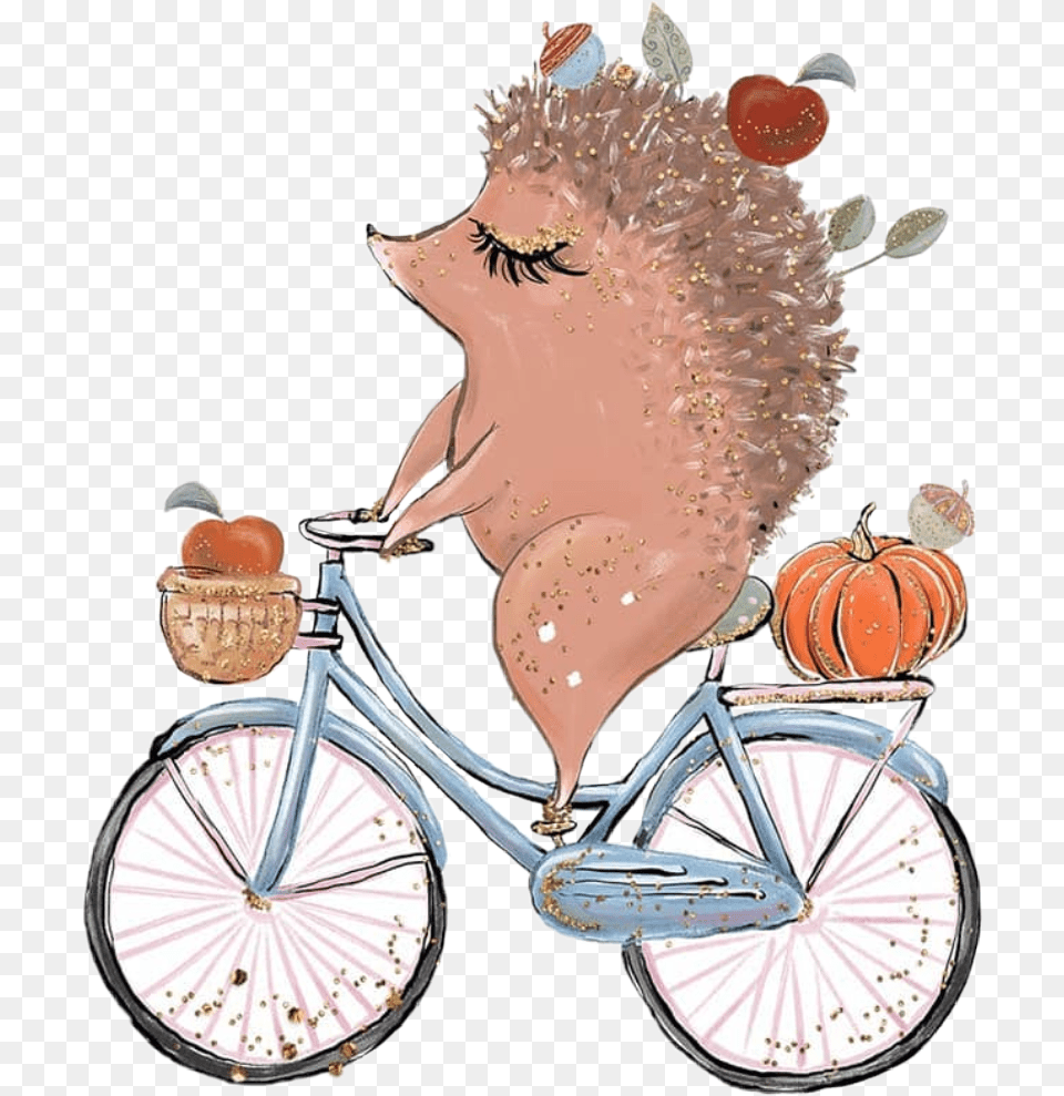 Watercolor Hedgehog Porcupine Woodland Sleeping, Machine, Wheel, Bicycle, Transportation Free Transparent Png