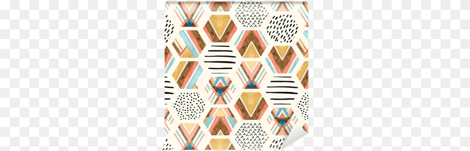 Watercolor Hexagon Seamless Pattern With Geometric Watercolor Painting, Home Decor, Quilt Free Png