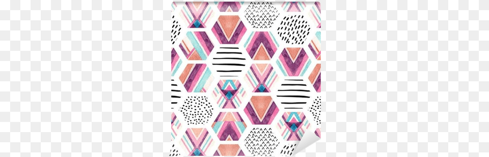Watercolor Hexagon Seamless Pattern With Geometric Watercolor Painting, Home Decor Free Png