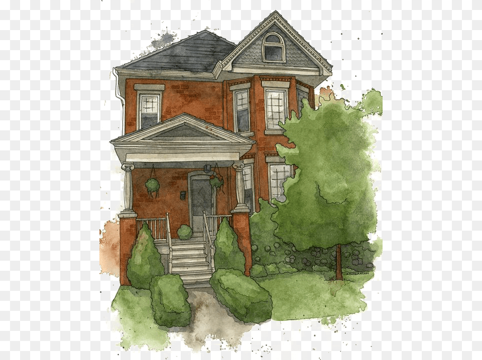 Watercolor House Painting Gratis Icon Clipart Watercolor House Sketch, Architecture, Housing, Cottage, Building Png